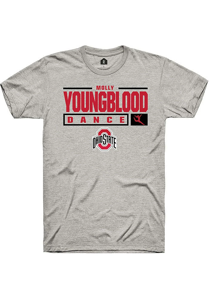 Molly Youngblood  Ohio State Buckeyes Ash Rally NIL Stacked Box Short Sleeve T Shirt