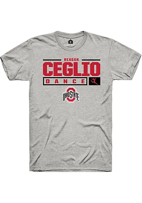 Reagan Ceglio  Ohio State Buckeyes Ash Rally NIL Stacked Box Short Sleeve T Shirt