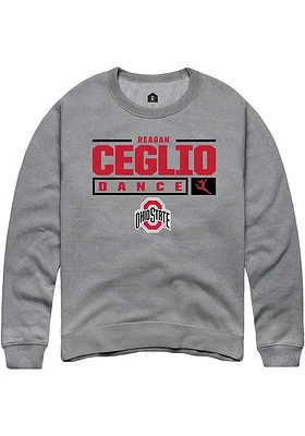 Reagan Ceglio  Rally Ohio State Buckeyes Mens Graphite NIL Stacked Box Long Sleeve Crew Sweatshirt