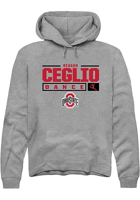 Reagan Ceglio  Rally Ohio State Buckeyes Mens Graphite NIL Stacked Box Long Sleeve Hoodie