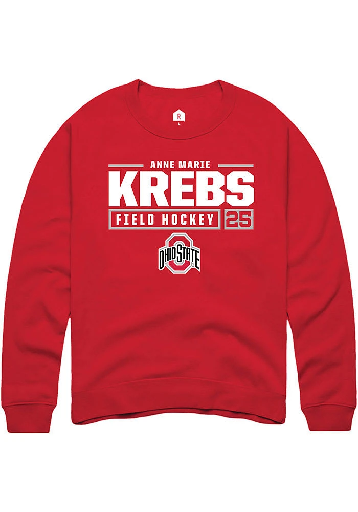 Anne Marie Krebs  Rally Ohio State Buckeyes Mens Red NIL Stacked Box Long Sleeve Crew Sweatshirt