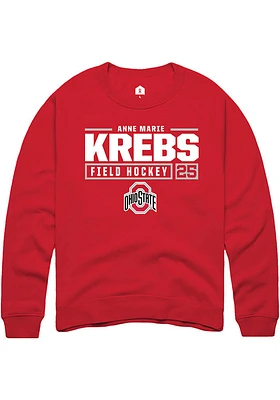 Anne Marie Krebs  Rally Ohio State Buckeyes Mens Red NIL Stacked Box Long Sleeve Crew Sweatshirt