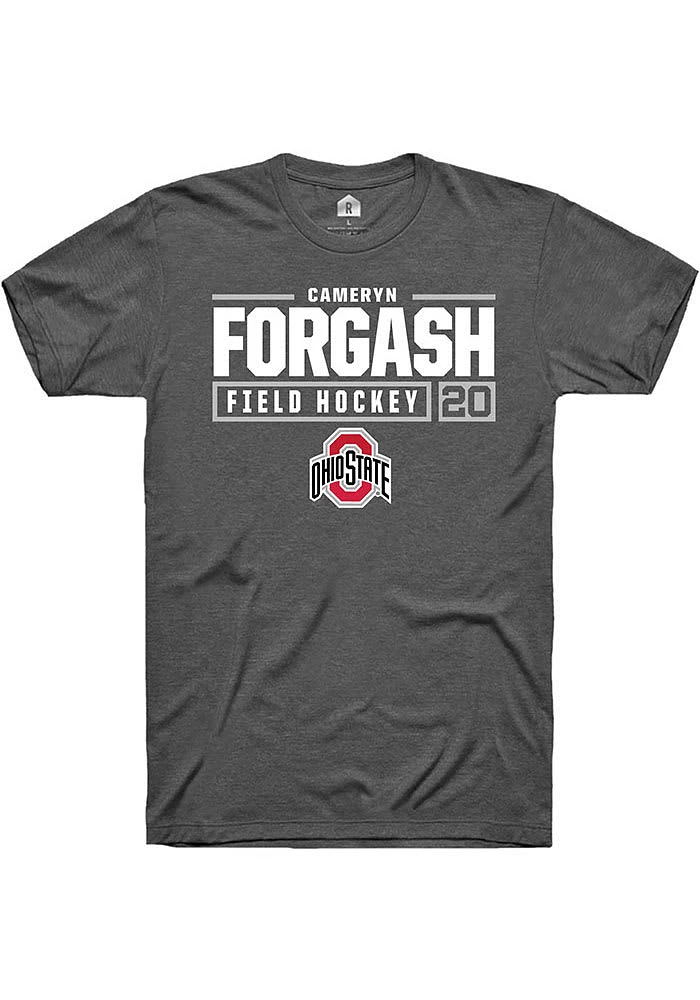 Cameryn Forgash  Ohio State Buckeyes Dark Grey Rally NIL Stacked Box Short Sleeve T Shirt