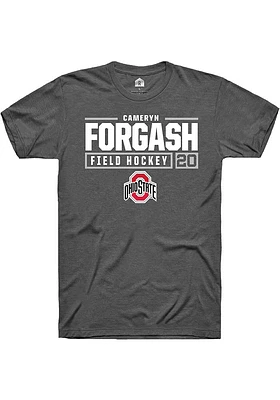 Cameryn Forgash  Ohio State Buckeyes Dark Grey Rally NIL Stacked Box Short Sleeve T Shirt