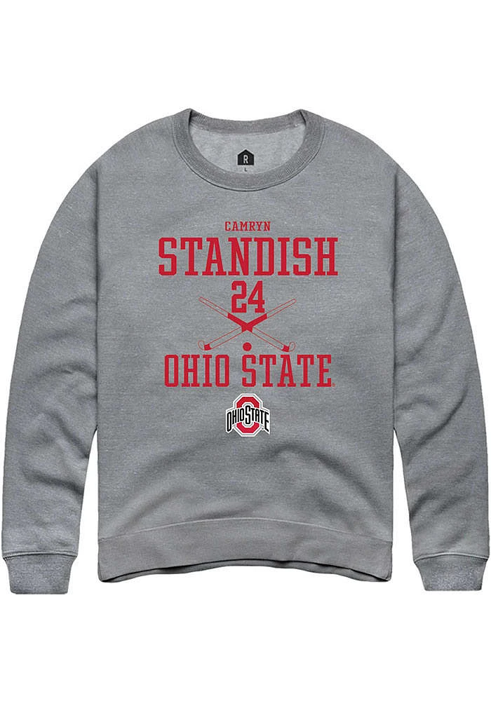 Camryn Standish  Rally Ohio State Buckeyes Mens Graphite NIL Sport Icon Long Sleeve Crew Sweatsh..