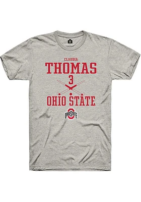 Claudia Thomas  Ohio State Buckeyes Ash Rally NIL Sport Icon Short Sleeve T Shirt