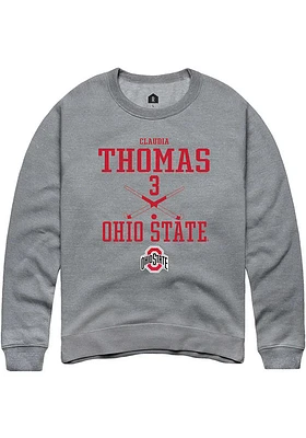 Claudia Thomas  Rally Ohio State Buckeyes Mens Graphite NIL Sport Icon Long Sleeve Crew Sweatshi..