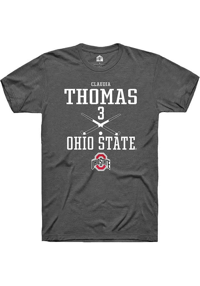 Claudia Thomas  Ohio State Buckeyes Dark Grey Rally NIL Sport Icon Short Sleeve T Shirt