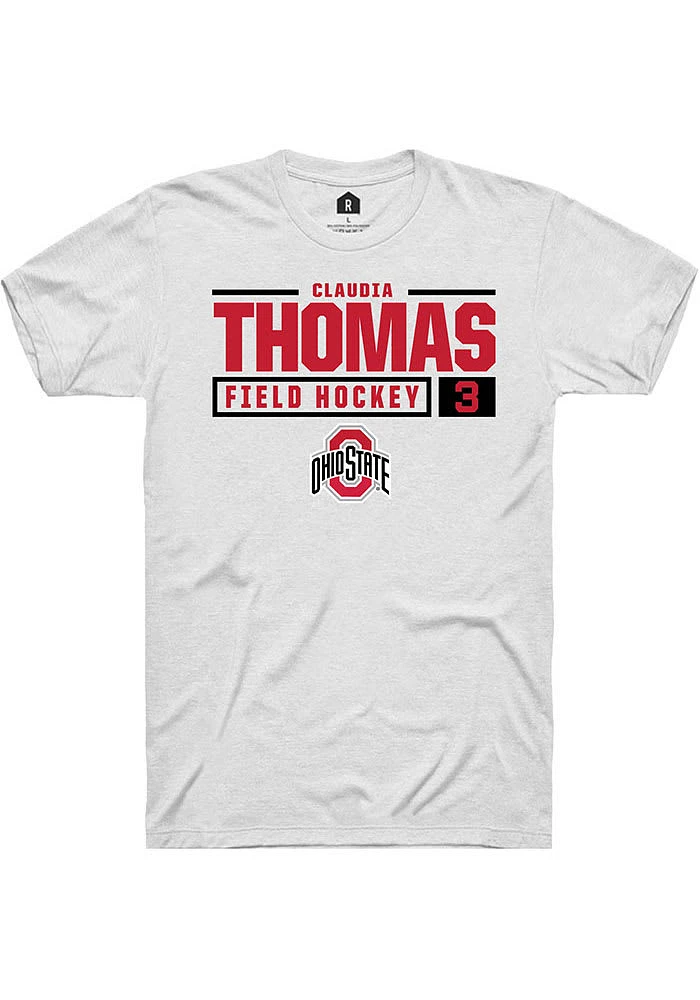 Claudia Thomas Ohio State Buckeyes Rally NIL Stacked Box Short Sleeve T Shirt