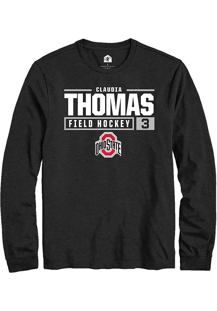 Claudia Thomas Ohio State Buckeyes Rally NIL Stacked Box Long Sleeve T Shirt