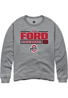 Ellen Ford  Rally Ohio State Buckeyes Mens Graphite NIL Stacked Box Long Sleeve Crew Sweatshirt