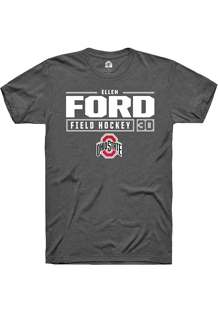 Ellen Ford  Ohio State Buckeyes Dark Grey Rally NIL Stacked Box Short Sleeve T Shirt