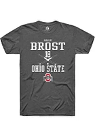 Hallie Brost  Ohio State Buckeyes Dark Grey Rally NIL Sport Icon Short Sleeve T Shirt