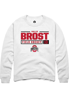 Hallie Brost Rally Ohio State Buckeyes Mens NIL Stacked Box Long Sleeve Crew Sweatshirt