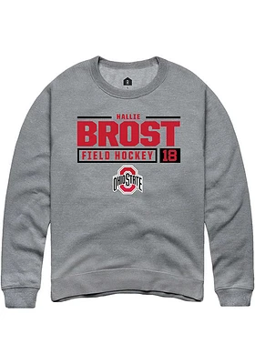 Hallie Brost  Rally Ohio State Buckeyes Mens Graphite NIL Stacked Box Long Sleeve Crew Sweatshir..