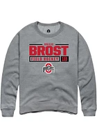 Hallie Brost  Rally Ohio State Buckeyes Mens Graphite NIL Stacked Box Long Sleeve Crew Sweatshir..