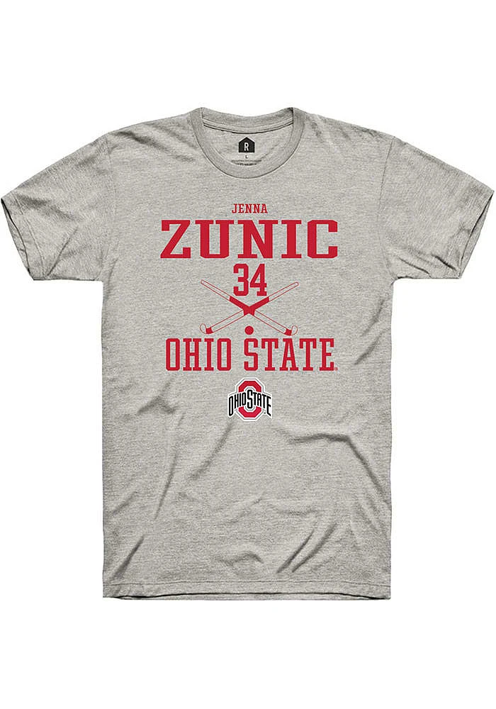 Jenna Zunic  Ohio State Buckeyes Ash Rally NIL Sport Icon Short Sleeve T Shirt