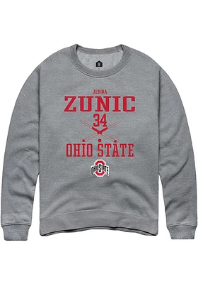 Jenna Zunic  Rally Ohio State Buckeyes Mens Graphite NIL Sport Icon Long Sleeve Crew Sweatshirt