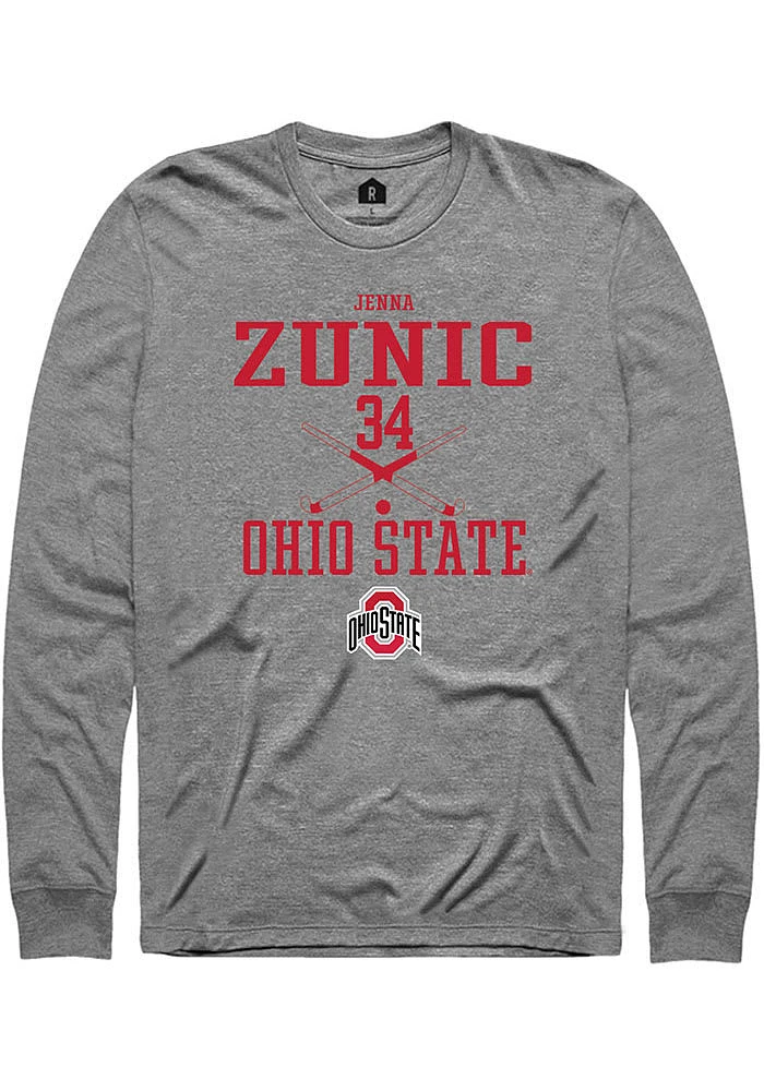 Jenna Zunic  Ohio State Buckeyes Graphite Rally NIL Sport Icon Long Sleeve T Shirt