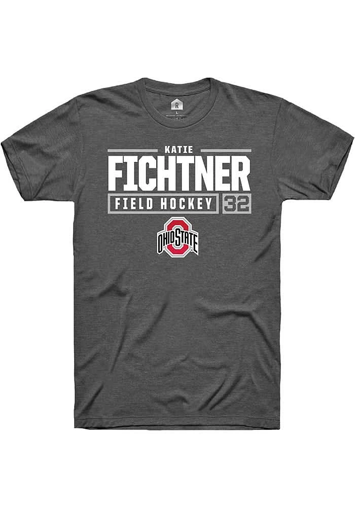 Katie Fichtner  Ohio State Buckeyes Dark Grey Rally NIL Stacked Box Short Sleeve T Shirt