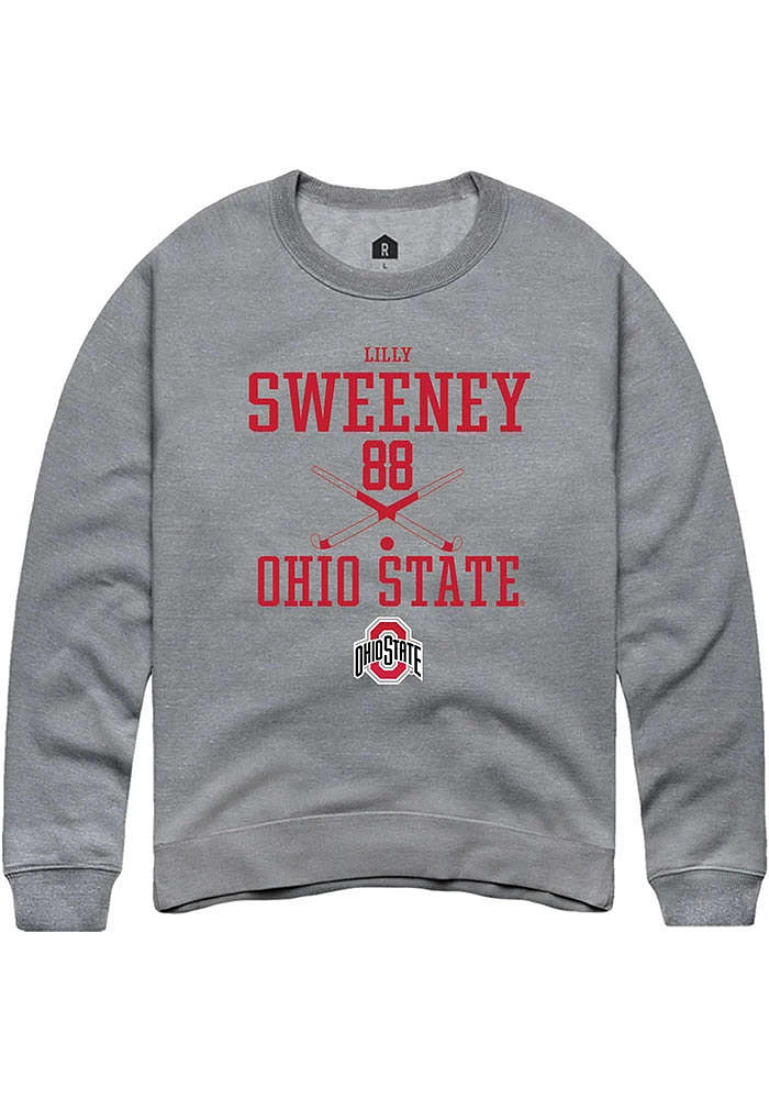 Lilly Sweeney  Rally Ohio State Buckeyes Mens Graphite NIL Sport Icon Long Sleeve Crew Sweatshir..