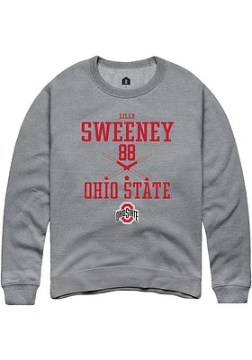 Lilly Sweeney  Rally Ohio State Buckeyes Mens Graphite NIL Sport Icon Long Sleeve Crew Sweatshir..