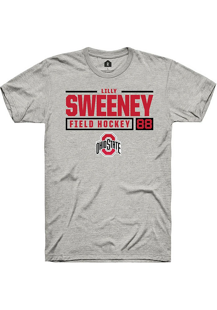 Lilly Sweeney  Ohio State Buckeyes Ash Rally NIL Stacked Box Short Sleeve T Shirt