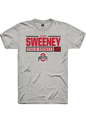 Lilly Sweeney  Ohio State Buckeyes Ash Rally NIL Stacked Box Short Sleeve T Shirt