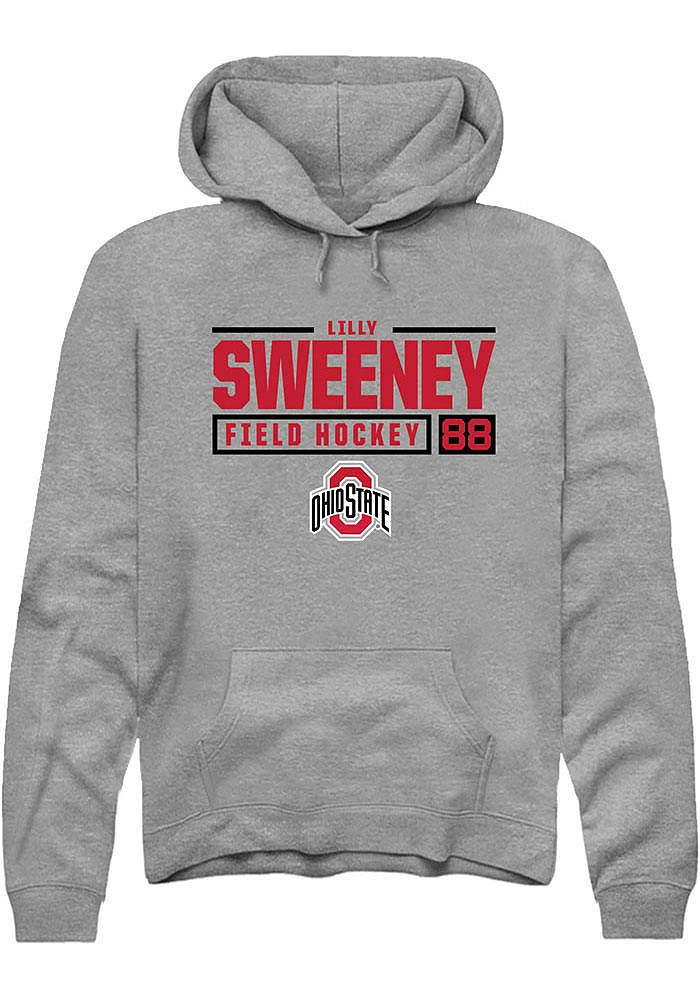 Lilly Sweeney  Rally Ohio State Buckeyes Mens Graphite NIL Stacked Box Long Sleeve Hoodie