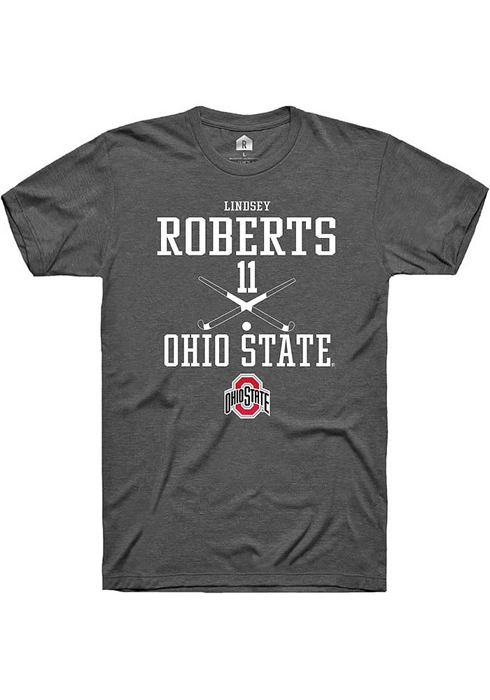 Lindsey Roberts  Ohio State Buckeyes Dark Grey Rally NIL Sport Icon Short Sleeve T Shirt