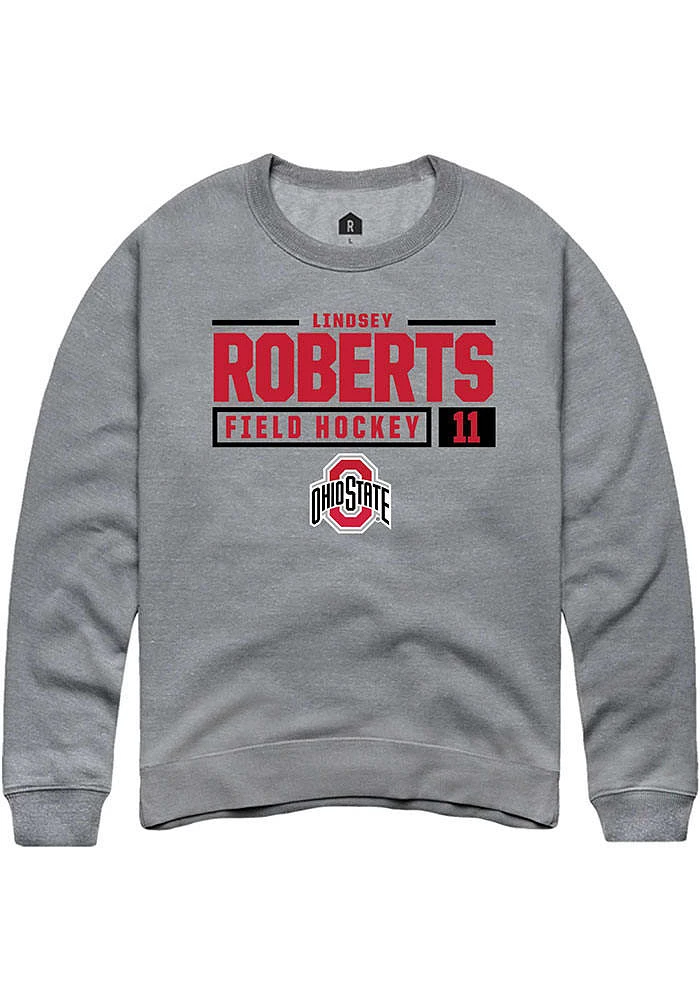 Lindsey Roberts  Rally Ohio State Buckeyes Mens Graphite NIL Stacked Box Long Sleeve Crew Sweatshi..