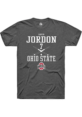 Loryn Jordon  Ohio State Buckeyes Dark Grey Rally NIL Sport Icon Short Sleeve T Shirt