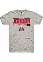 Loryn Jordon  Ohio State Buckeyes Ash Rally NIL Stacked Box Short Sleeve T Shirt