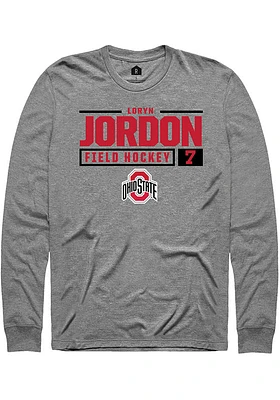 Loryn Jordon  Ohio State Buckeyes Graphite Rally NIL Stacked Box Long Sleeve T Shirt