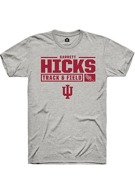 Garrett Hicks  Indiana Hoosiers Ash Rally NIL Stacked Box Track Short Sleeve T Shirt