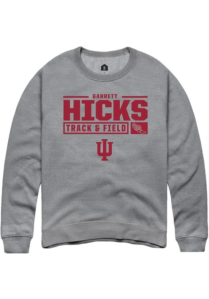 Garrett Hicks Rally Indiana Hoosiers Mens Graphite NIL Stacked Box Track Long Sleeve Crew Sweatsh..