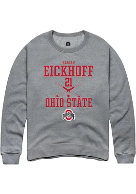 Reagan Eickhoff  Rally Ohio State Buckeyes Mens Graphite NIL Sport Icon Long Sleeve Crew Sweatsh..