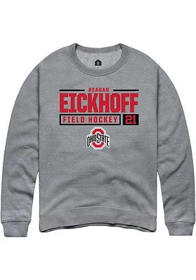 Reagan Eickhoff  Rally Ohio State Buckeyes Mens Graphite NIL Stacked Box Long Sleeve Crew Sweats..