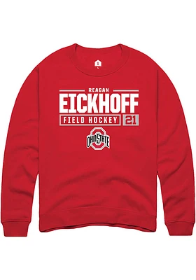 Reagan Eickhoff  Rally Ohio State Buckeyes Mens Red NIL Stacked Box Long Sleeve Crew Sweatshirt