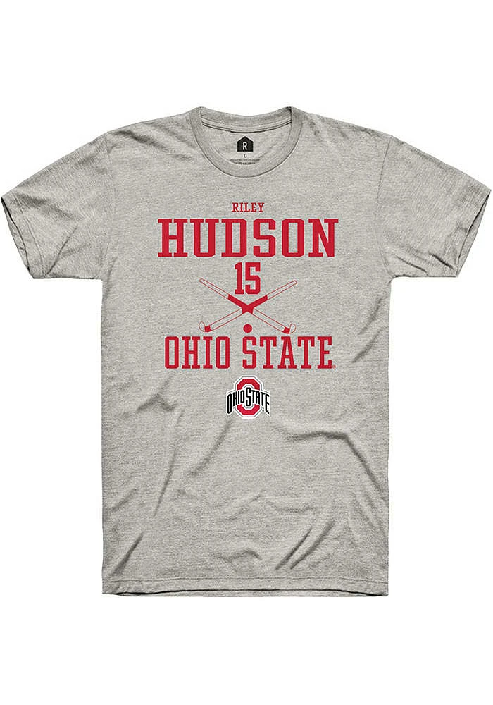 Riley Hudson  Ohio State Buckeyes Ash Rally NIL Sport Icon Short Sleeve T Shirt