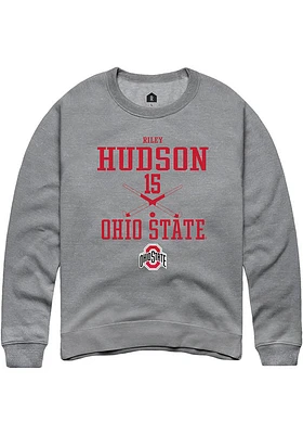 Riley Hudson  Rally Ohio State Buckeyes Mens Graphite NIL Sport Icon Long Sleeve Crew Sweatshirt