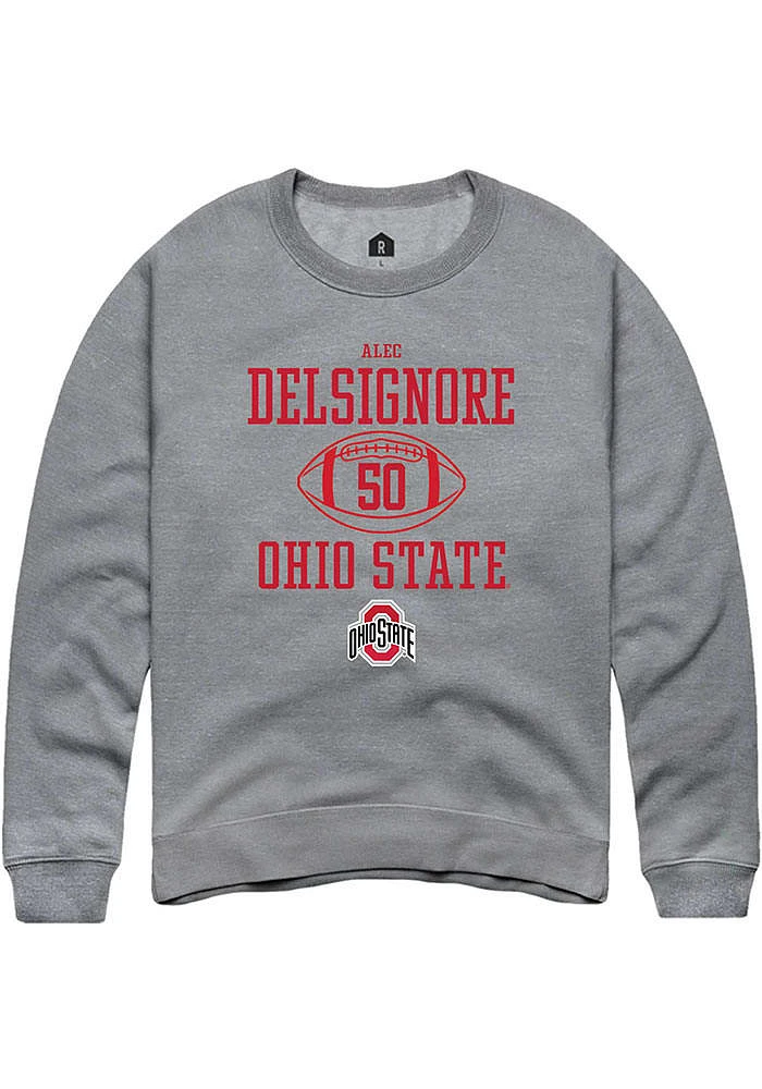 Alec DelSignore  Rally Ohio State Buckeyes Mens Graphite NIL Sport Icon Long Sleeve Crew Sweatshir..