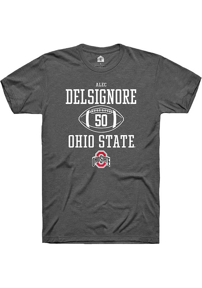 Alec DelSignore  Ohio State Buckeyes Dark Grey Rally NIL Sport Icon Short Sleeve T Shirt