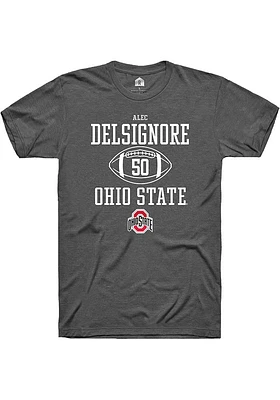 Alec DelSignore  Ohio State Buckeyes Dark Grey Rally NIL Sport Icon Short Sleeve T Shirt