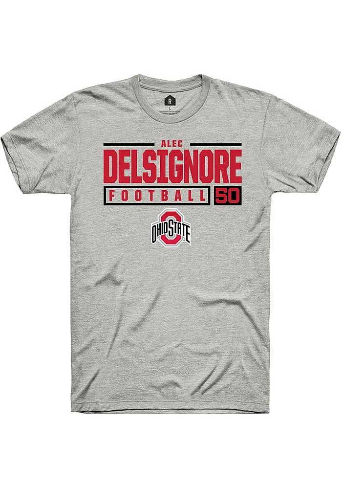 Alec DelSignore  Ohio State Buckeyes Ash Rally NIL Stacked Box Short Sleeve T Shirt