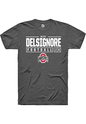 Alec DelSignore  Ohio State Buckeyes Dark Grey Rally NIL Stacked Box Short Sleeve T Shirt