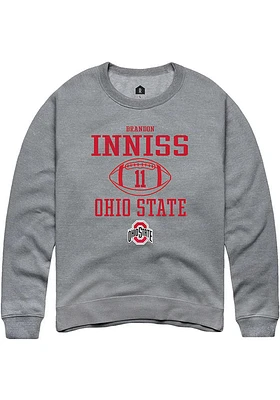 Brandon Inniss  Rally Ohio State Buckeyes Mens Graphite NIL Sport Icon Long Sleeve Crew Sweatshi..