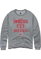 Brandon Inniss  Rally Ohio State Buckeyes Mens Graphite NIL Sport Icon Long Sleeve Crew Sweatshirt