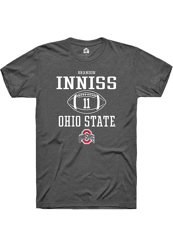 Brandon Inniss  Ohio State Buckeyes Dark Grey Rally NIL Sport Icon Short Sleeve T Shirt