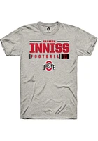 Brandon Inniss  Ohio State Buckeyes Ash Rally NIL Stacked Box Short Sleeve T Shirt